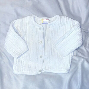 Hanna andersson white cable knit button up baby cardigan 6-12 months